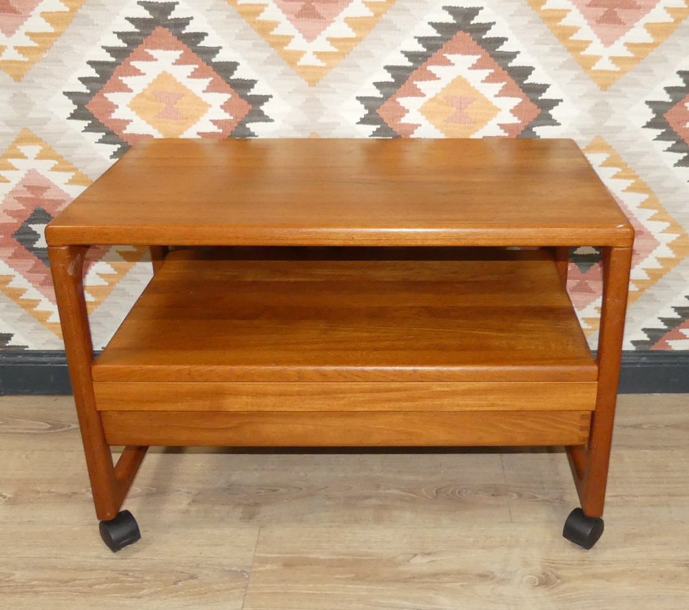 Danish Teak Bar Trolley with Drawer by Peter Brink for BR Møbler Gelsted, Denmark, 1960s-AFE-1371759