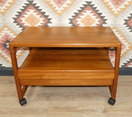 Danish Teak Bar Trolley with Drawer by Peter Brink for BR Møbler Gelsted, Denmark, 1960s