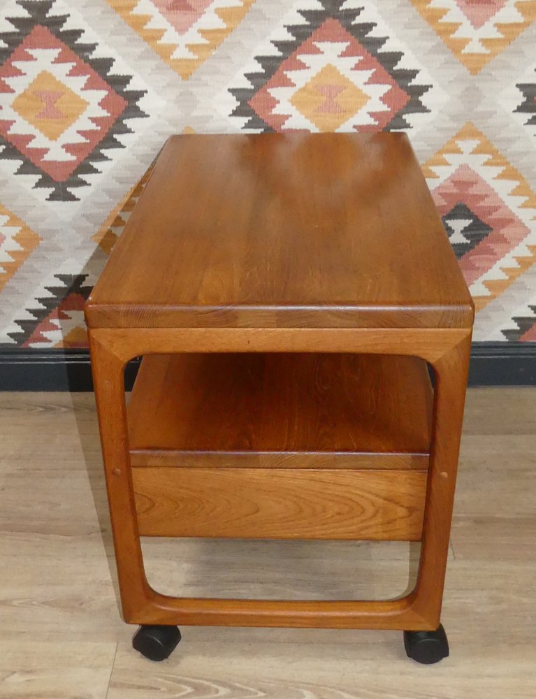 Danish Teak Bar Trolley with Drawer by Peter Brink for BR Møbler Gelsted, Denmark, 1960s-AFE-1371759