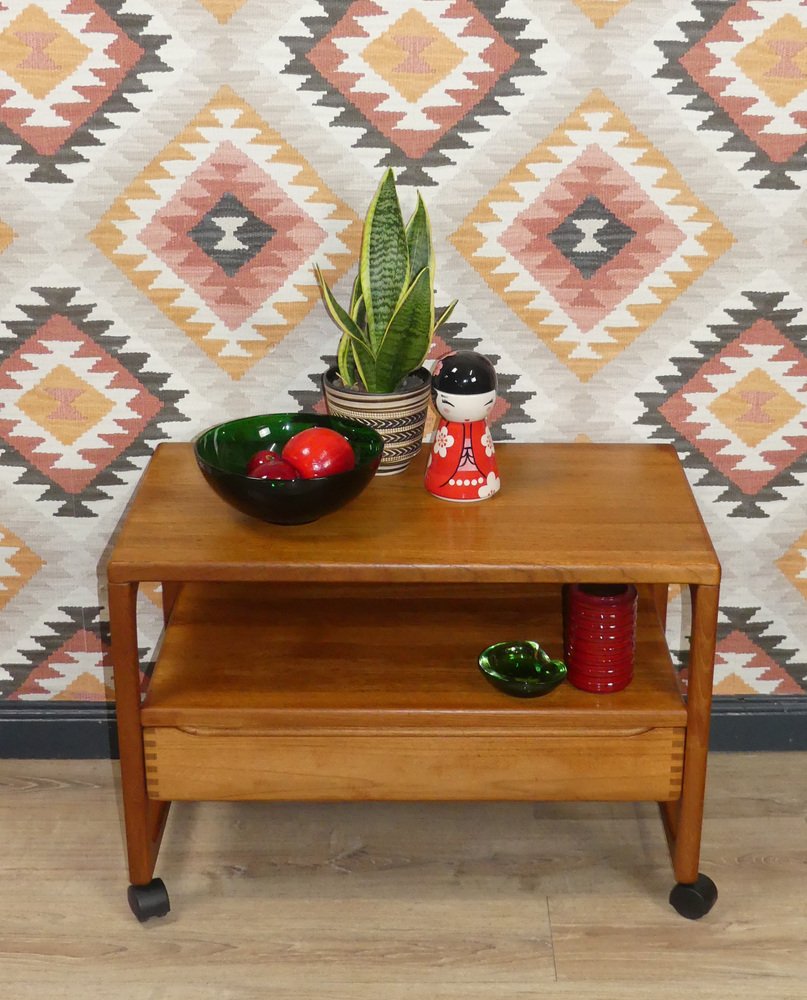 Danish Teak Bar Trolley with Drawer by Peter Brink for BR Møbler Gelsted, Denmark, 1960s