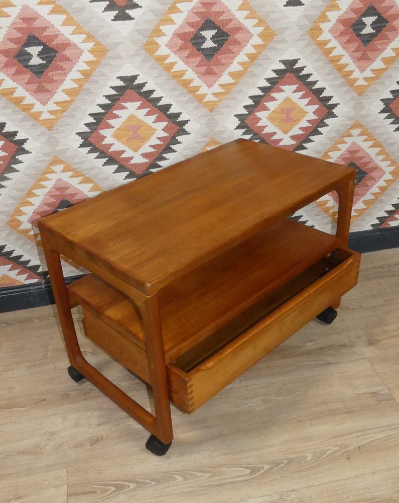 Danish Teak Bar Trolley with Drawer by Peter Brink for BR Møbler Gelsted, Denmark, 1960s