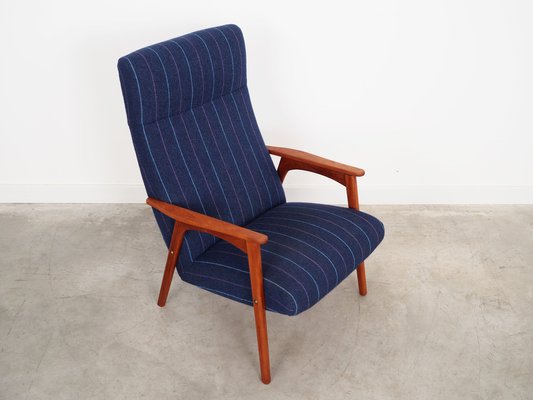 Danish Teak & Blue Fabric Armchair, 1970s-VND-1337828