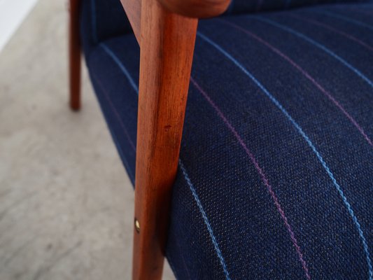 Danish Teak & Blue Fabric Armchair, 1970s-VND-1337828