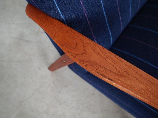 Danish Teak & Blue Fabric Armchair, 1970s-VND-1337828