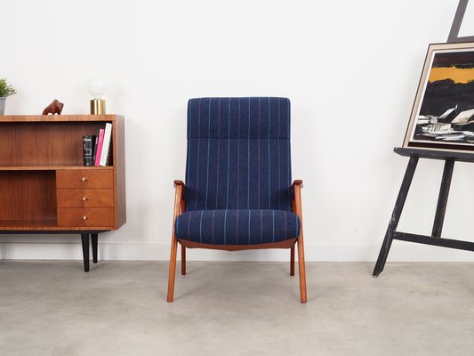 Danish Teak & Blue Fabric Armchair, 1970s-VND-1337828