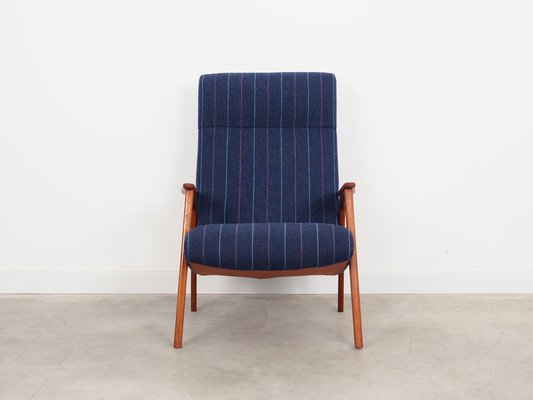 Danish Teak & Blue Fabric Armchair, 1970s-VND-1337828