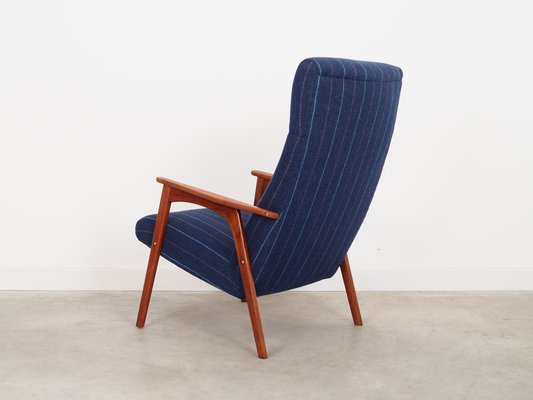 Danish Teak & Blue Fabric Armchair, 1970s-VND-1337828