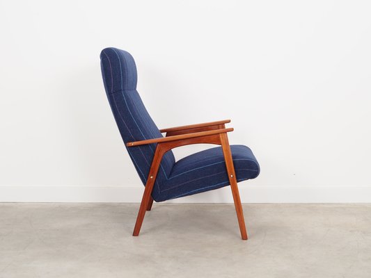 Danish Teak & Blue Fabric Armchair, 1970s-VND-1337828