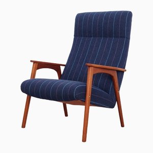 Danish Teak & Blue Fabric Armchair, 1970s-VND-1337828