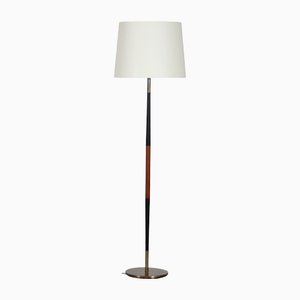 Danish Teak, Brass and Black Metal Floor Lamp, 1960s-QQ-1419371