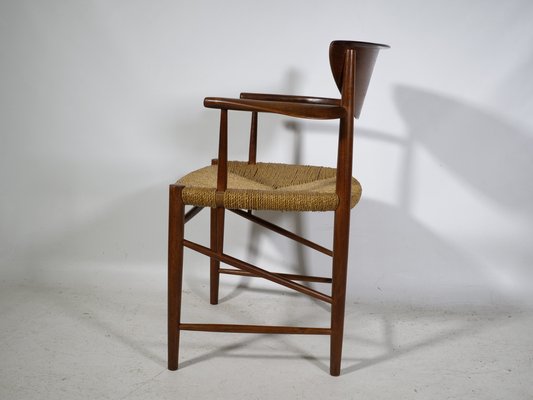 Danish Teak Chair with Paper Cord Armrests by Peter Hvidt & Orla Molgaard-Nielsen for Soborg Mobelfabrik, 1960-LVS-1820558