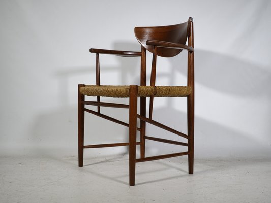 Danish Teak Chair with Paper Cord Armrests by Peter Hvidt & Orla Molgaard-Nielsen for Soborg Mobelfabrik, 1960-LVS-1820558