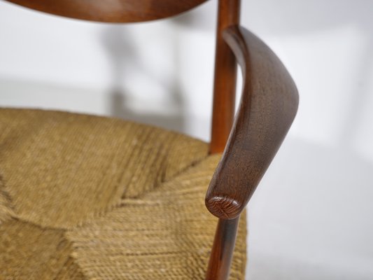 Danish Teak Chair with Paper Cord Armrests by Peter Hvidt & Orla Molgaard-Nielsen for Soborg Mobelfabrik, 1960-LVS-1820558