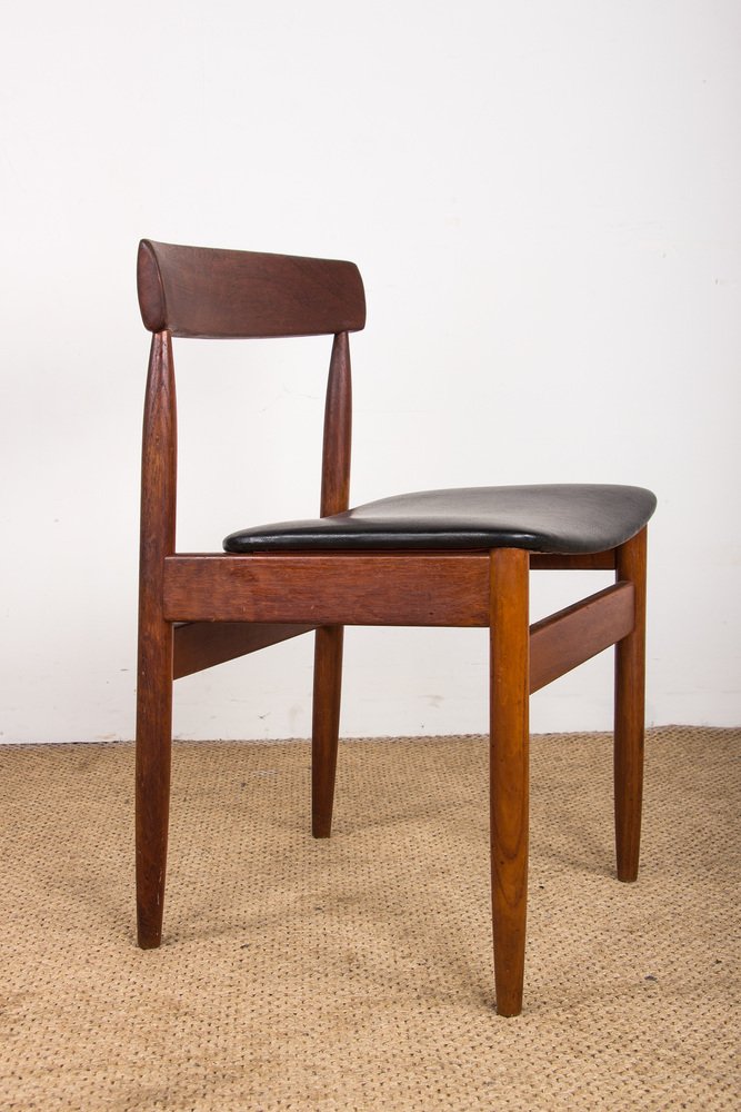 Danish Teak Chairs in Black Skai by Farso Stolefabrik, 1960s, Set of 4