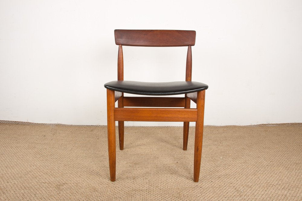 Danish Teak Chairs in Black Skai by Farso Stolefabrik, 1960s, Set of 4