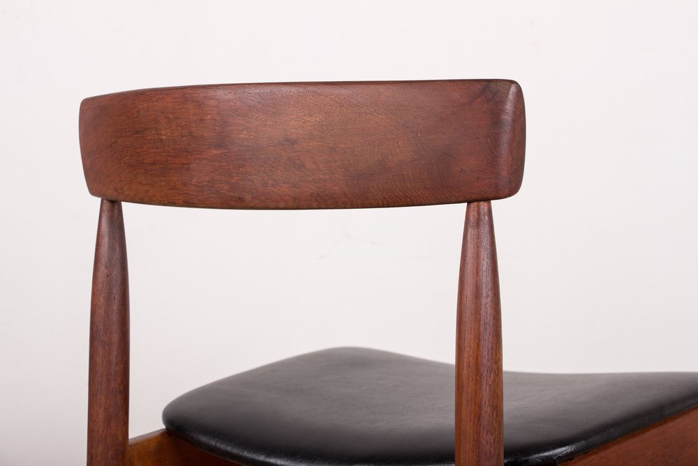 Danish Teak Chairs in Black Skai by Farso Stolefabrik, 1960s, Set of 4