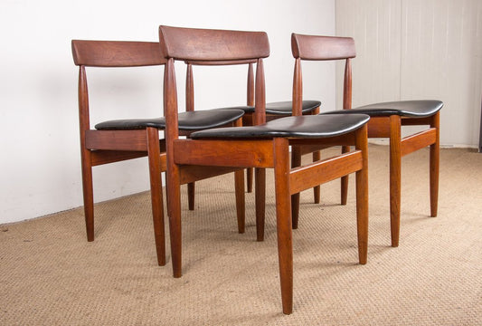 Danish Teak Chairs in Black Skai by Farso Stolefabrik, 1960s, Set of 4