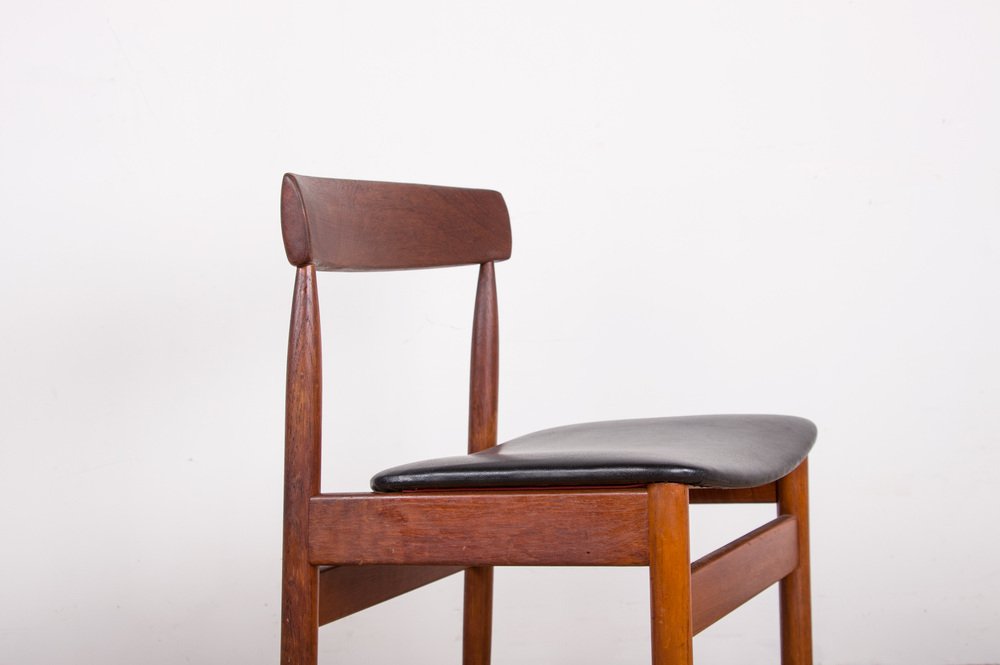 Danish Teak Chairs in Black Skai by Farso Stolefabrik, 1960s, Set of 4