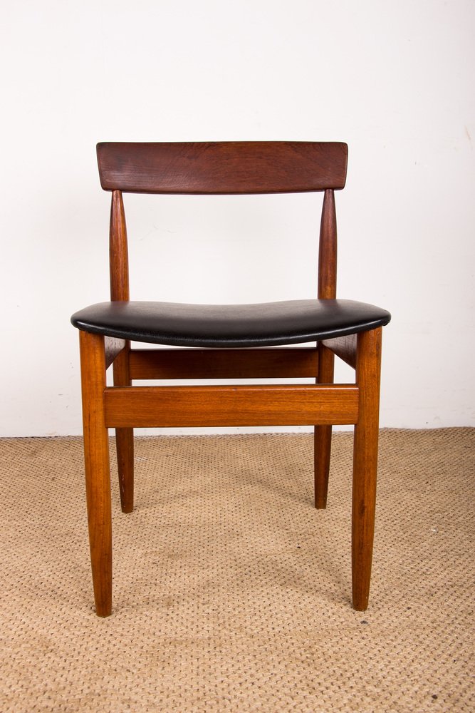 Danish Teak Chairs in Black Skai by Farso Stolefabrik, 1960s, Set of 4