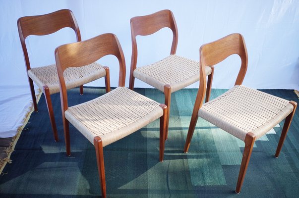 Danish Teak Chairs Model 71 by Niels O. Møller, 1960s, Set of 4-BHX-2040516