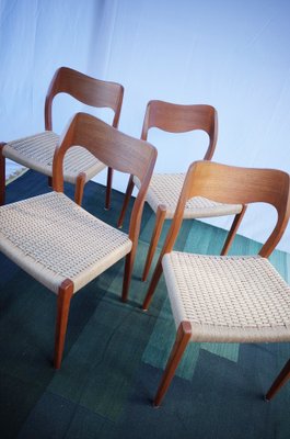 Danish Teak Chairs Model 71 by Niels O. Møller, 1960s, Set of 4-BHX-2040513