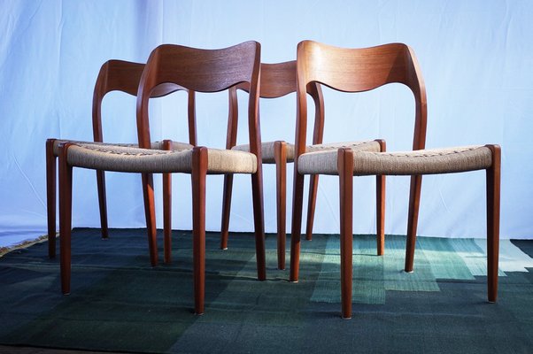 Danish Teak Chairs Model 71 by Niels O. Møller, 1960s, Set of 4-BHX-2040513