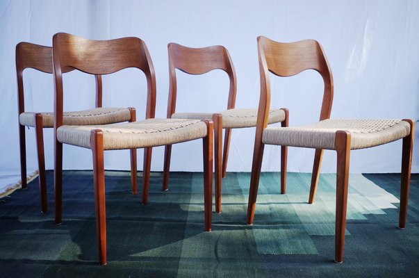 Danish Teak Chairs Model 71 by Niels O. Møller, 1960s, Set of 4-BHX-2040513