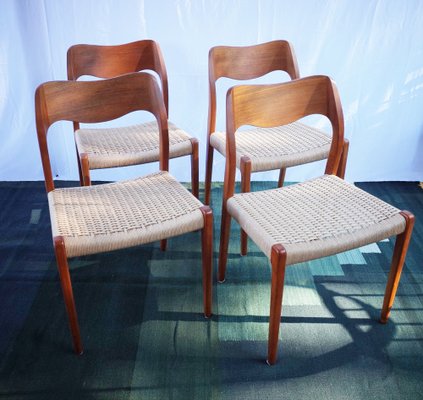 Danish Teak Chairs Model 71 by Niels O. Møller, 1960s, Set of 4-BHX-2040513