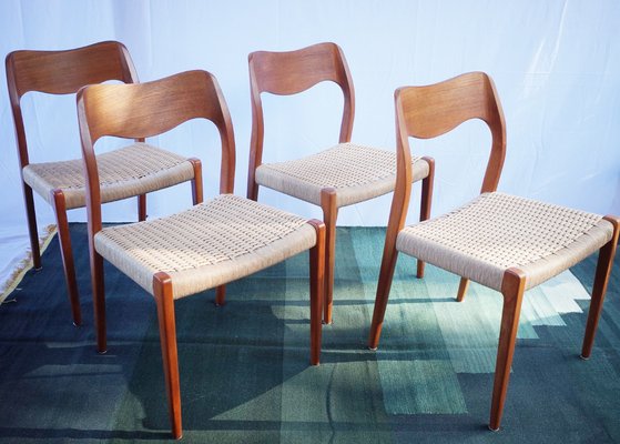 Danish Teak Chairs Model 71 by Niels O. Møller, 1960s, Set of 4-BHX-2040513