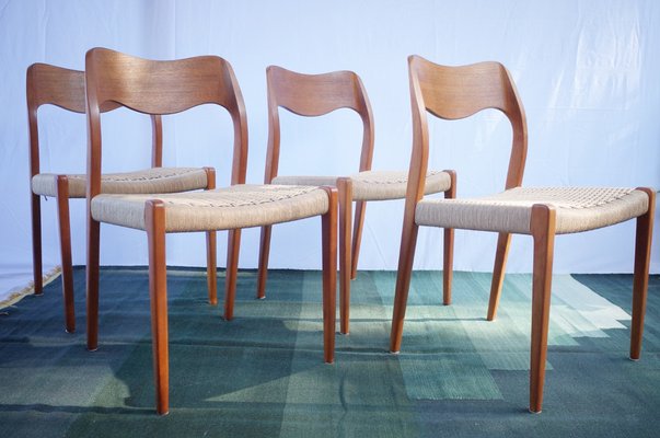 Danish Teak Chairs Model 71 by Niels O. Møller, 1960s, Set of 4-BHX-2040516