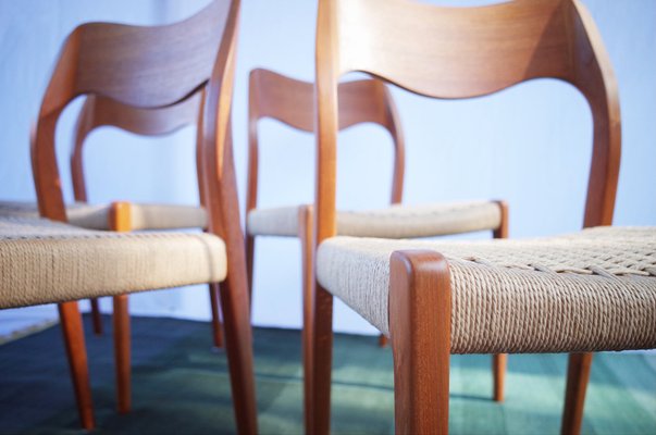 Danish Teak Chairs Model 71 by Niels O. Møller, 1960s, Set of 4-BHX-2040516