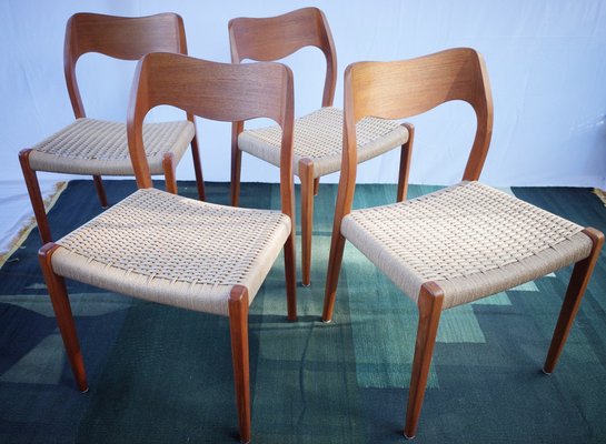 Danish Teak Chairs Model 71 by Niels O. Møller, 1960s, Set of 4-BHX-2040513