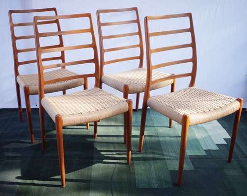 Danish Teak Chairs Model 82 by Niels O. Møller, 1960s, Set of 4-BHX-2040510