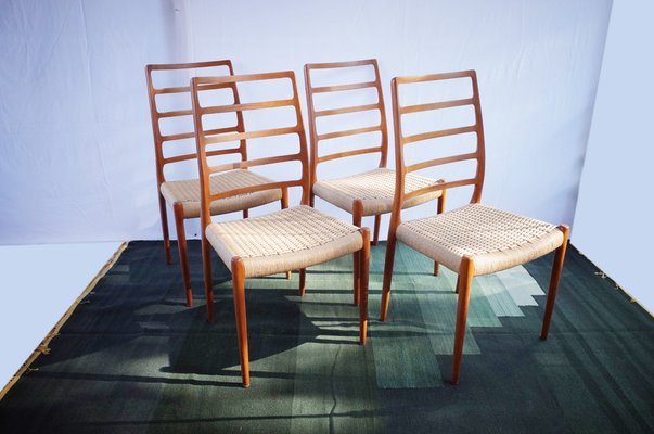 Danish Teak Chairs Model 82 by Niels O. Møller, 1960s, Set of 4-BHX-2040510