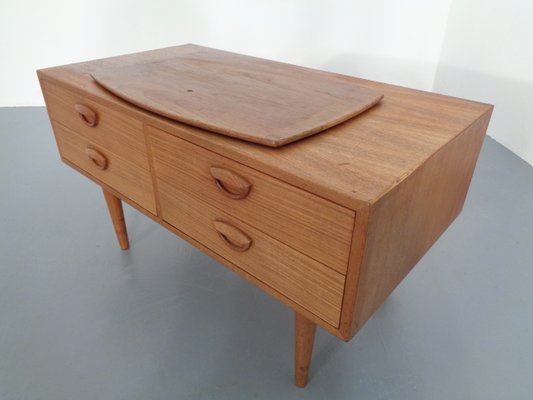 Danish Teak Chest of Drawers with Rotatable Tray, 1960s-RDW-701453