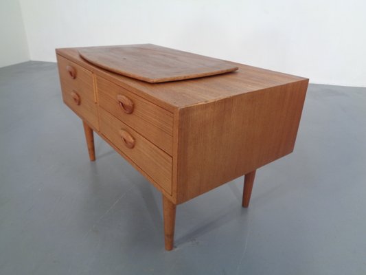 Danish Teak Chest of Drawers with Rotatable Tray, 1960s-RDW-701453