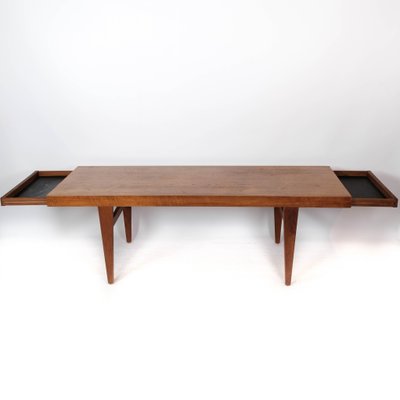 Danish Teak Coffee Table with Drawer, 1960s-UY-999236