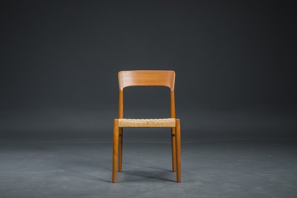 Danish Teak Dining Chair with Wicker by Henning Kjaernulf for Koruo Stolefabrik, 1960s-ZZH-1739643