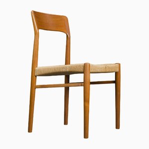 Danish Teak Dining Chair with Wicker by Henning Kjaernulf for Koruo Stolefabrik, 1960s-ZZH-1739643