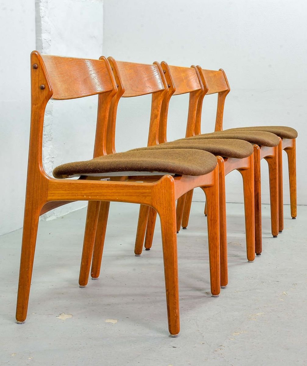 Danish Teak Dining Chairs by Erik Buch for Odense Maskinsnedkeri / O.D. Møbler, 1960s, Set of 4