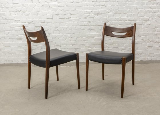 Danish Teak Dining Chairs with Black Leatherette Seats, 1960s, Set of 4-IXC-1759604