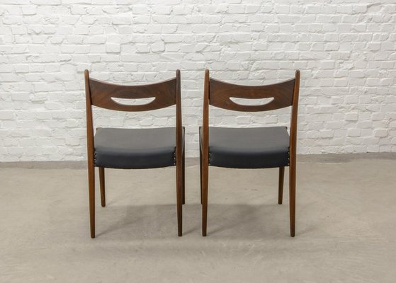 Danish Teak Dining Chairs with Black Leatherette Seats, 1960s, Set of 4-IXC-1759604