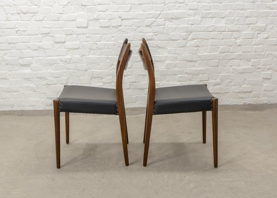 Danish Teak Dining Chairs with Black Leatherette Seats, 1960s, Set of 4-IXC-1759604