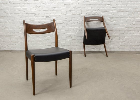 Danish Teak Dining Chairs with Black Leatherette Seats, 1960s, Set of 4-IXC-1759604