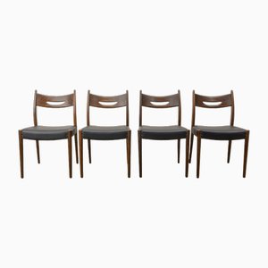 Danish Teak Dining Chairs with Black Leatherette Seats, 1960s, Set of 4-IXC-1759604