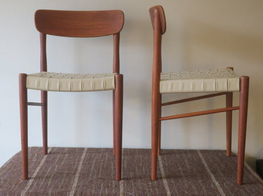 Danish Teak Dining or Side Chairs with Webbing Seats, 1960s, Set of 2