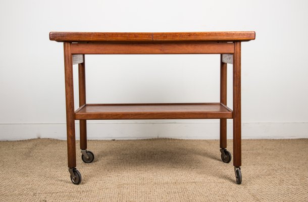 Danish Teak Extendable 2-Tier Serving Trolley, 1960s-EMB-875382