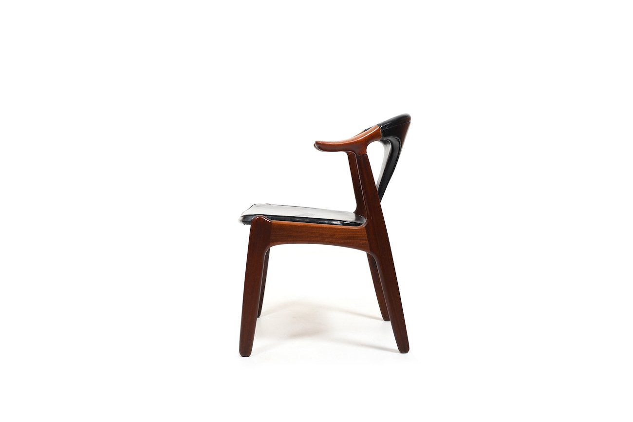 Danish Teak & Leather Cow Horn Chair by H.P. Hansen