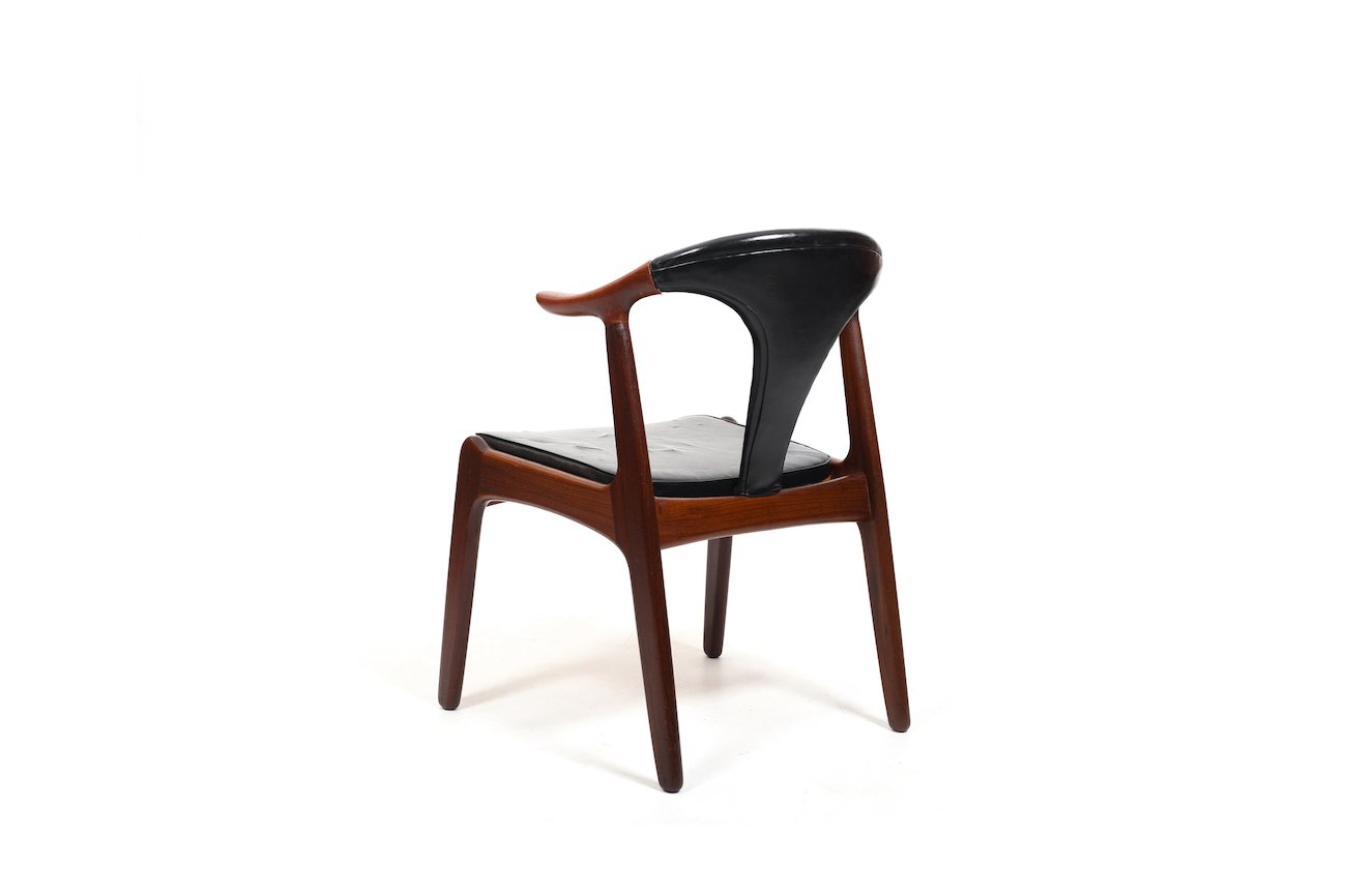 Danish Teak & Leather Cow Horn Chair by H.P. Hansen