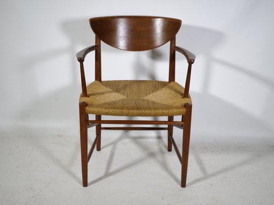 Danish Teak Model No. 317 Armchair with Paper Cord Armrests by Peter Hvidt & Orla Molgaard-Nielsen for Soborg Mobelfabrik, 1960s-LVS-1820568